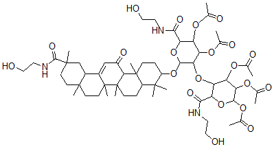 CAS 登录号：126145-79-7， (3-beta,20-beta)-29-((2-羟基乙基)氨基)-11,29-二氧代齐墩果-12-烯-3-基 N-(2-羟基乙基)-2-O-(2,3,4-三-O-乙酰基-N-(2-羟基乙基)-beta-D-吡喃葡糖酰胺基)-alpha-D-吡喃葡糖苷酰胺 3,4-二乙酸酯