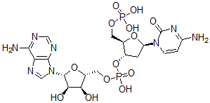 CAS 登录号：127067-28-1， [(2R,3S,5R)-5-(4-氨基-2-氧代嘧啶-1-基)-2-(膦酰氧基甲基)四氢呋喃-3-基][(2R,3S,4R,5R)-5-(6-氨基嘌呤-9-基)-3,4-二羟基四氢呋喃-2-基]甲基磷酸氢酯