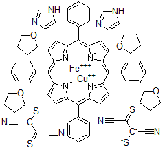 CAS 登录号：127203-07-0， 二(咪唑)(5,10,15,20-四苯基卟啉)铁(III)二(1,2-二氰基乙二硫醇)铜酸盐(III)四(四氢呋喃)
