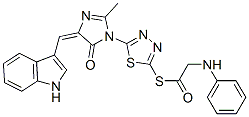 CAS 登录号：127227-37-6， S-[[5-[(4E)-4-(1H-吲哚-3-基亚甲基)-2-甲基-5-氧代咪唑-1-基]-1,3,4-噻二唑-2-基]]2-(苯基氨基)硫代乙酸酯