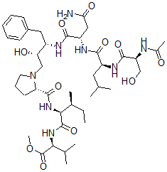 CAS 登录号：127231-42-9， 1-{(2S,3S)-3-[(N-乙酰基-L-丝氨酰-L-亮氨酰-L-天冬氨酰胺酰)氨基]-2-羟基-4-苯基丁基}-L-脯氨酰-L-异亮氨酰-L-缬氨酸甲酯
