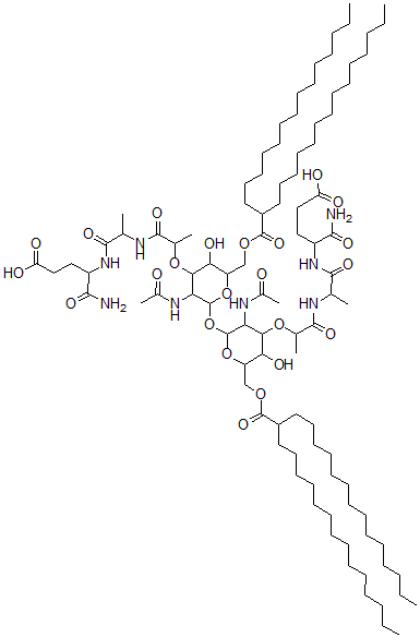 CAS#: 127896-98-4, 2,2'-O-(2,2'-Diacetamido-2,3,2',3'-Tetradeoxy-6,6'-Di-O-(2-Tetradecylhexadecanoyl)-alpha,alpha'-Trehalose-3,3'-Diyl)Bis(N-Lactoyl-Alanyl-Isoglutamine)