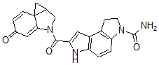 CAS 登录号：128050-92-0， (1aS)-7-((1a,2-二氢-5-氧代-1H-环丙并(c)吲哚-3(5H)-基)羰基)-1,6-二氢-苯并(1,2-b:4,3-b')二吡咯-3(2H)-甲酰胺