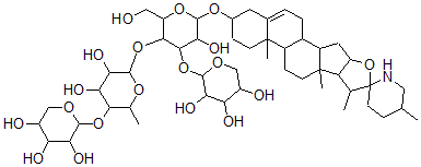 CAS#: 128585-03-5, (3beta,22alpha,25R)-Spirosol-5-En-3-Yl O-beta-D-Xylopyranosyl-(1-3)-O-(O-beta-D-Xylopyranosyl-(1-4)-6-Deoxy-L-Mannopyranosyl-(1-4))-beta-D-Glucopyranoside