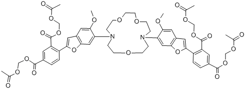 CAS#: 129423-53-6, 4,4'-[1,4,10-Trioxa-7,13-Diazacyclopentadecane-7,13-Diylbis(5-Methoxy-6,2-Benzofurandiyl)]Bis-1,3-Benzenedicarboxylic Acid 1,1',3,3'-Tetrakis[(Acetyloxy)Methyl] Ester
