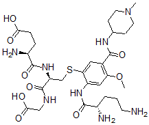 CAS#: 129596-89-0, S-(2-Ornithylamino-4-methoxy-5-(1'-methyl-4'-piperidylamino)carboxyphenyl)glutathione