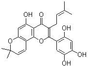 CAS 登录号：129683-93-8， 5-羟基-8,8-二甲基-3-(3-甲基-2-丁烯-1-基)-2-(2,4,5-三羟基苯基)-4H,8H-苯并[1,2-b:3,4-b']二吡喃-4-酮