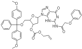 CAS 登录号：130150-81-1， 9-{3-O-[(烯丙氧基)羰基]-5-O-[二(4-甲氧基苯基)(苯基)甲基]-2-脱氧呋喃戊糖基}-2-[(苯氧基乙酰基)氨基]-3,9-二氢-6H-嘌呤-6-酮