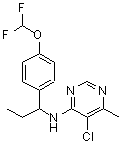CAS 登录号：130339-07-0， 5-氯-N-{1-[4-(二氟甲氧基)苯基]丙基}-6-甲基-4-嘧啶胺