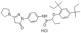 CAS 登录号：130381-20-3， 2-[2,4-二(2-甲基丁烷-2-基)苯氧基]-N-[4-(5-氧代-3-吡咯烷-1-基-4H-吡唑-1-基)苯基]丁酰胺盐酸盐