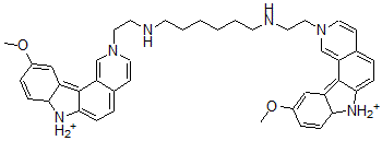 CAS 登录号：130605-12-8， N,N'-二[2-(10-甲氧基-7aH-吡啶并[4,3-c]咔唑-7-鎓-2-基)乙基]己烷-1,6-二胺