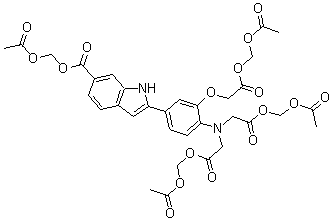 CAS 登录号：130926-94-2， 2-[3-[2-[(乙酰氧基)甲氧基]-2-氧代乙氧基]-4-[二[2-[(乙酰氧基)甲氧基]-2-氧代乙基]氨基]苯基]-1H-吲哚-6-羧酸 (乙酰氧基)甲基酯