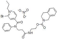 CAS 登录号：131311-25-6， 2-[3-[(2-溴-1-丙基吡啶-1-鎓-4-羰基)-苯基氨基]丙酰氨基]乙基3,4-二氢-1H-异喹啉-2-羧酸酯硝酸盐