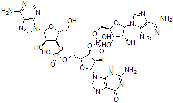 CAS 登录号：131889-16-2， 腺苷酰-(3'-5')-2'-脱氧-2'-氟鸟苷酰-(3'-5')腺苷