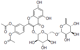 CAS 登录号：132151-81-6， [2-乙酰氧基-5-[5,7-二羟基-4-氧代-3-[(2S,3R,4S,5S,6R)-3,4,5-三羟基-6-[[(2R,3R,4R,5R,6S)-3,4,5-三羟基-6-甲基四氢吡喃-2-基]氧基甲基]四氢吡喃-2-基]氧基苯并吡喃-2-基]苯基]乙酸酯