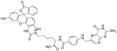 CAS 登录号：133648-13-2， (2S)-2-[[4-[(2-氨基-4-氧代-7,8-二氢-1H-蝶啶-6-基)甲基氨基]苯甲酰基]氨基]-6-[(3',6'-二羟基-3-氧代螺[2-苯并呋喃-1,9'-氧杂蒽]-5-基)硫代氨基甲酰氨基]己酸