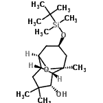 CAS 登录号：134176-24-2， (1S,2S,3S,6S,7R,9R)-9-{[二甲基(2-甲基-2-丙基)硅烷基]氧基}-1,4,4-三甲基-11-氧杂三环[5.3.1.0<sup>2,6</sup>]十一烷-3-醇