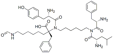 CAS 登录号：134283-52-6， (2S)-2-[[(2S)-2-氨基-3-(4-羟基苯基)丙酰]-[6-[[(2S)-2-氨基-4-甲基戊酰基]-[(2S)-2-氨基-3-苯基丙酰基]氨基]己基]氨基]-8-甲酰氨基-2-(苯基甲基)辛酸