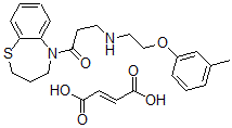 CAS 登录号：134296-41-6， 5-(3-(2-(3-甲基苯氧基)乙胺)丙酰基)-2,3,4,5-四氢-1,5-苯并硫氮杂卓(E)-2-丁烯二酸盐(1:1)