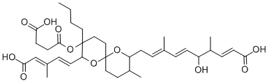 CAS#: 134615-37-5, Mono(3-butyl-8-(9-carboxy-6-hydroxy-3,7-dimethyl-2,4,8-nonatrienyl)-2-(4-carboxy-3-methyl-1,3-butadienyl)-9-methyl-1,7-dioxaspiro(5.5)undec-3-yl) butanedioate