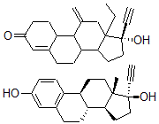 CAS 登录号：135988-10-2， (17R)-13-乙基-17-乙炔基-17-羟基-11-亚甲基-2,6,7,8,9,10,12,14,15,16-十氢-1H-环戊二烯并[a]菲-3-酮;(8R,9S,13S,14S,17R)-17-乙炔基-13-甲基-7,8,9,11,12,14,15,16-八氢-6H-环戊二烯并[a]菲-3,17-二醇