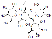 CAS 登录号：137494-11-2， (2S,3R,4S,5S,6R)-2-[(2S,3R,4S,5R,6R)-5-羟基-6-(羟基甲基)-2-丙基-4-[(2S,3R,4S,5R,6R)-3,4,5-三羟基-6-(羟基甲基)四氢吡喃-2-基]氧基-3-[(2R,3R,4S,5R)-3,4,5-三羟基四氢吡喃-2-基]氧基四氢吡喃-2-基]氧基-6-(羟基甲基)四氢吡喃-3,4,5-三醇