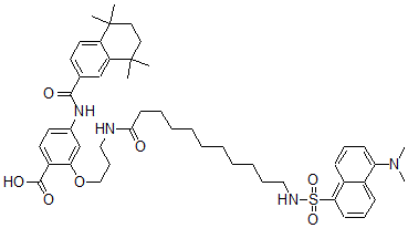 CAS 登录号：137757-03-0， 2-[3-[11-[(5-二甲基氨基萘-1-基)磺酰基氨基]十一烷酰基氨基]丙氧基]-4-[(5,5,8,8-四甲基6,7-二氢萘-2-羰基)氨基]苯甲酸