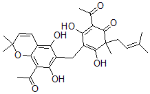 CAS#: 138169-52-5, 2-Acetyl-4-[(8-Acetyl-5,7-Dihydroxy-2,2-Dimethylchromen-6-Yl)Methyl]-3,5-Dihydroxy-6-Methyl-6-(3-Methylbut-2-Enyl)Cyclohexa-2,4-Dien-1-One