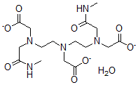 CAS 登录号：138721-73-0， 2-[二[2-[(2-甲基氨基-2-氧代乙基)-(2-氧代-2-氧代乙基)氨基]乙基]氨基]乙酸根水合物