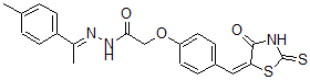 CAS 登录号：139298-36-5， N-[1-(4-甲基苯基)乙亚基氨基]-2-[4-[(E)-(4-氧代-2-硫代-1,3-噻唑烷-5-亚基)甲基]苯氧基]乙酰胺