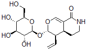 CAS 登录号：1398-17-0， (3S)-4a-乙烯基-3-beta-D-吡喃葡萄糖基氧基-3,4,4abeta,5,6,7-六氢-8H-吡喃并[3,4-c]吡啶-8-酮