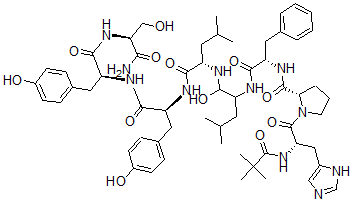 CAS 登录号：139890-66-7， N-[2-[[N-[1-[N-(2,2-二甲基-1-氧代丙基)-L-组氨酰]-L-脯氨酰]-L-苯丙氨酰]氨基]-1-羟基-4-甲基戊基]-L-亮氨酰-L-酪氨酰-L-酪氨酰-L-丝氨酰胺