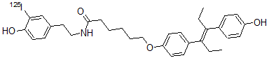 CAS 登录号：140683-97-2， (E)-6-(4-(1-乙基-2-(4-羟基苯基)-1-丁烯基)苯氧基)-N-(2-(4-羟基-3-(碘-125I)苯基)乙基)-己酰胺