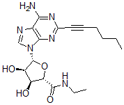 CAS 登录号：141018-30-6， (2S,3S,4R,5R)-5-(6-氨基-2-己-1-炔基嘌呤-9-基)-N-乙基-3,4-二羟基四氢呋喃-2-甲酰胺