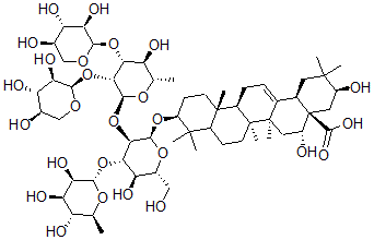 CAS 登录号：141258-70-0， 3-O-((吡喃木糖基-1-3-吡喃木糖基-1-4-吡喃鼠李糖基-1-2)-(吡喃鼠李糖基-1-4)-吡喃葡萄糖基)-3,16-三羟基齐墩果-12-烯-28-酸