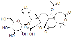 CAS 登录号：141304-77-0， 1-(乙酰氧基)-1,4-去环氧-19-脱氧-O17-beta-D-吡喃葡萄糖基-4-羟基-柠檬苦素酸 epsilon-内酯