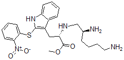 CAS 登录号：141365-20-0， (2S)-2-[[(2S)-2,6-二氨基己基]氨基]-3-[2-(2-硝基苯基)硫基-1H-吲哚-3-基]丙酸甲酯