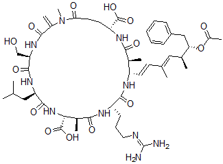 CAS 登录号：141634-76-6， 2-D-丝氨酸-5-L-精氨酸-6-((2S,4E,6E,8S,9S)-9-(乙酰氧基)-4,5,6,7-四去氢-2,6,8-三甲基-10-苯基-L-3-氨基癸酸)-微囊藻毒素La