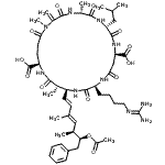 CAS#: 141663-36-7, (5R,8R,11R,15S,18S,19S,22R)-18-[(1E,3E,5S,6S)-6-Acetoxy-3,5-dimethyl-7-phenyl-1,3-heptadien-1-yl]-15-{4-[(diaminomethylene)amino]butyl}-8-isobutyl-1,5,19-trimethyl-2-methylene-3,6,9,13,16,20,25-heptaoxo-1,4,7,10,14,17,21-heptaazacyclopentacosane-11,22-dicarboxylic acid