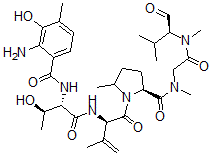 CAS 登录号：141912-59-6， (2S)-1-[(2R)-2-[[(2S,3R)-2-[(2-氨基-3-羟基-4-甲基苯甲酰)氨基]-3-羟基丁酰基]氨基]-3-甲基丁-3-烯酰基]-N,5-二甲基-N-[2-[甲基-[(2S)-3-甲基-1-氧代丁烷-2-基]氨基]-2-氧代乙基]吡咯烷-2-甲酰胺