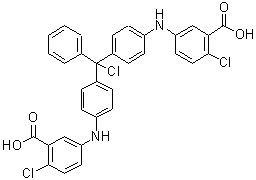 CAS 登录号：143193-31-1， 3,3'-{[氯(苯基)亚甲基]二(4,1-亚苯基亚氨基)}二(6-氯苯甲酸)