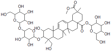 CAS#: 143381-60-6, (2beta,3beta,4alpha,20beta)-3-((4-O-beta-D-Glucopyranosyl-beta-D-xylopyranosyl)oxy)-2,23-dihydroxy-Oleana-9(11),12-diene-28,29-dioic acid 28-beta-D-glucopyranosyl 29-methyl ester