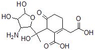 CAS 登录号：143873-67-0， 6-[1-(3-氨基-4,5-二羟基四氢呋喃-2-基)-1-羟基乙基]-2-(羧甲基)-5-氧代环己烯-1-羧酸