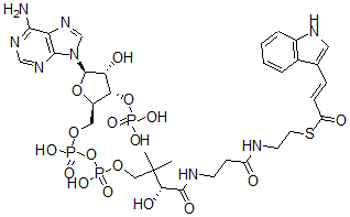 CAS 登录号：144319-98-2， S-[2-[3-[[(2R)-4-[[[(2R,3S,4R,5R)-5-(6-氨基嘌呤-9-基)-4-羟基-3-膦酰氧基四氢呋喃-2-基]甲氧基-羟基磷酰]氧基-羟基磷酰]氧基-2-羟基-3,3-二甲基丁酰基]氨基]丙酰氨基]乙基](E)-3-(1H-吲哚-3-基)硫代丙-2-烯酸酯