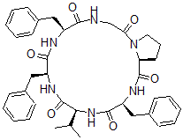 CAS 登录号：144838-26-6， (6S,9S,12S,15S,18S)-6,9,15-三(苯基甲基)-12-丙-2-基-1,4,7,10,13,16-六氮杂双环[16.3.0]二十一烷-2,5,8,11,14,17-六酮