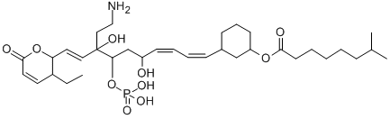 CAS 登录号：145142-83-2， [(1S,3R)-3-[(1Z,3Z,5R,7R,8R,9E)-8-(2-氨基乙基)-10-[(2S)-3-乙基-6-氧代-2,3-二氢吡喃-2-基]-5,8-二羟基-7-膦酰氧基癸-1,3,9-三烯基]环己基]7-甲基辛酸酯