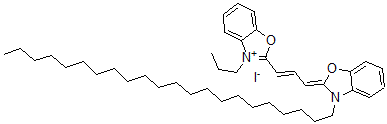 CAS 登录号：145687-07-6， (2Z)-3-二十二烷基-2-[(E)-3-(3-丙基-1,3-苯并恶唑-3-鎓-2-基)丙-2-烯亚基]-1,3-苯并恶唑碘化物