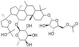 CAS#: 146109-34-4, 20,24-Epoxydammarane-(3beta,12beta,24R)-12-O-alpha-L-rhamnopyranosyl-25-hydroxy-3-O-alpha-(5'-O-acetyl)-L-arabinofuranoside