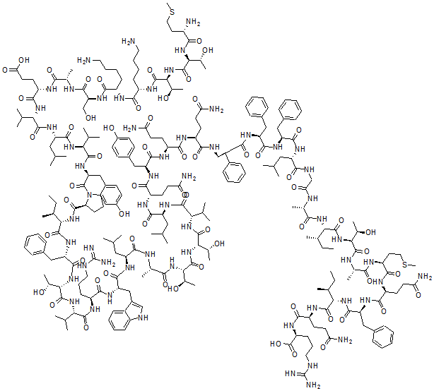 CAS 登录号：147651-80-7， L-蛋氨酰-L-苏氨酰-L-苏氨酰-L-赖氨酰-L-赖氨酰-L-丝氨酰-L-丙氨酰-L-alpha-谷氨酰-L-缬氨酰-L-亮氨酰-L-缬氨酰-L-酪氨酰-L-脯氨酰-L-异亮氨酰-L-苯丙氨酰-L-苏氨酰-L-缬氨酰-L-精氨酰-L-色氨酰-L-亮氨酰-L-丙氨酰-L-苏氨酰-L-苏氨酰-L-缬氨酰-L-亮氨酰-L-谷氨酰胺酰-L-酪氨酰-L-谷氨酰胺酰-L-谷氨酰胺酰-L-苯丙氨酰-L-苯丙氨酰-L-苯丙氨酰-L-亮氨酰甘氨酰-L-丙氨酰-L-异亮氨酰-L-苏氨酰-L-丙氨酰-L-蛋氨酰-L-谷氨酰胺酰-L-苯丙氨酰-L-异亮氨酰-L-谷氨酰胺酰-L-精氨酸
