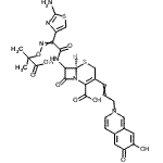 CAS 登录号：150256-26-1， (6R)-7-{[(2-氨基-1,3-噻唑-4-基){[(2-羧基-2-丙基)氧基]亚氨基}乙酰基]氨基}-3-[3-(7-羟基-6-氧代-2(6H)-异喹啉基)-1-丙烯-1-基]-8-氧代-5-硫杂-1-氮杂双环[4.2.0]辛-2-烯-2-羧酸